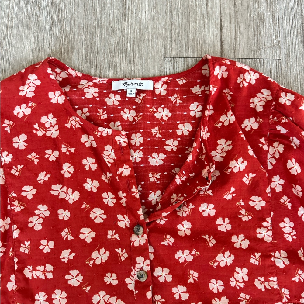 Madewell Women’s Red Patterned Blouse